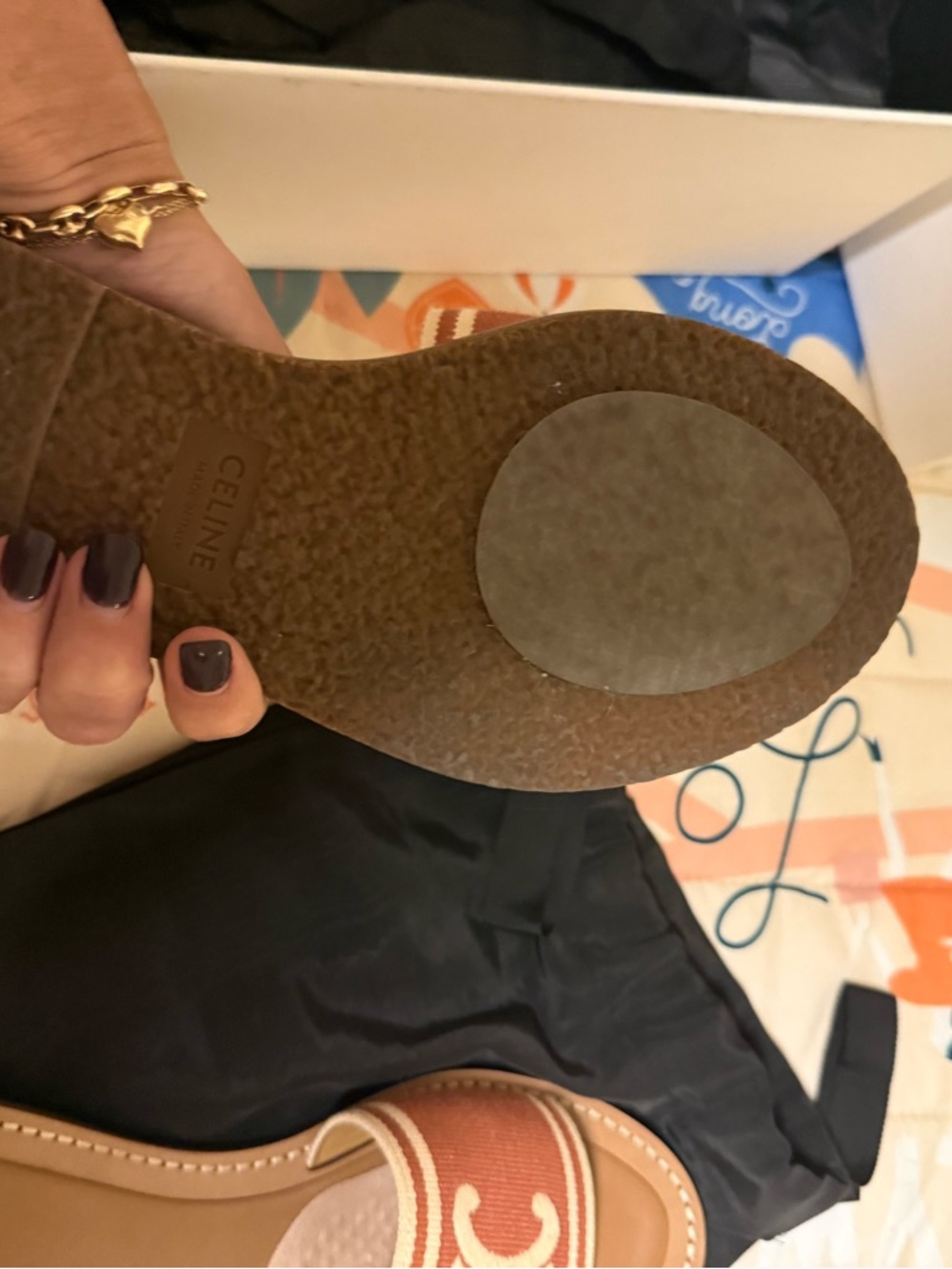 Celine Lympia Triomphe Jacquard Canvas Mules - Rust. 40 - Picture 6 of 6